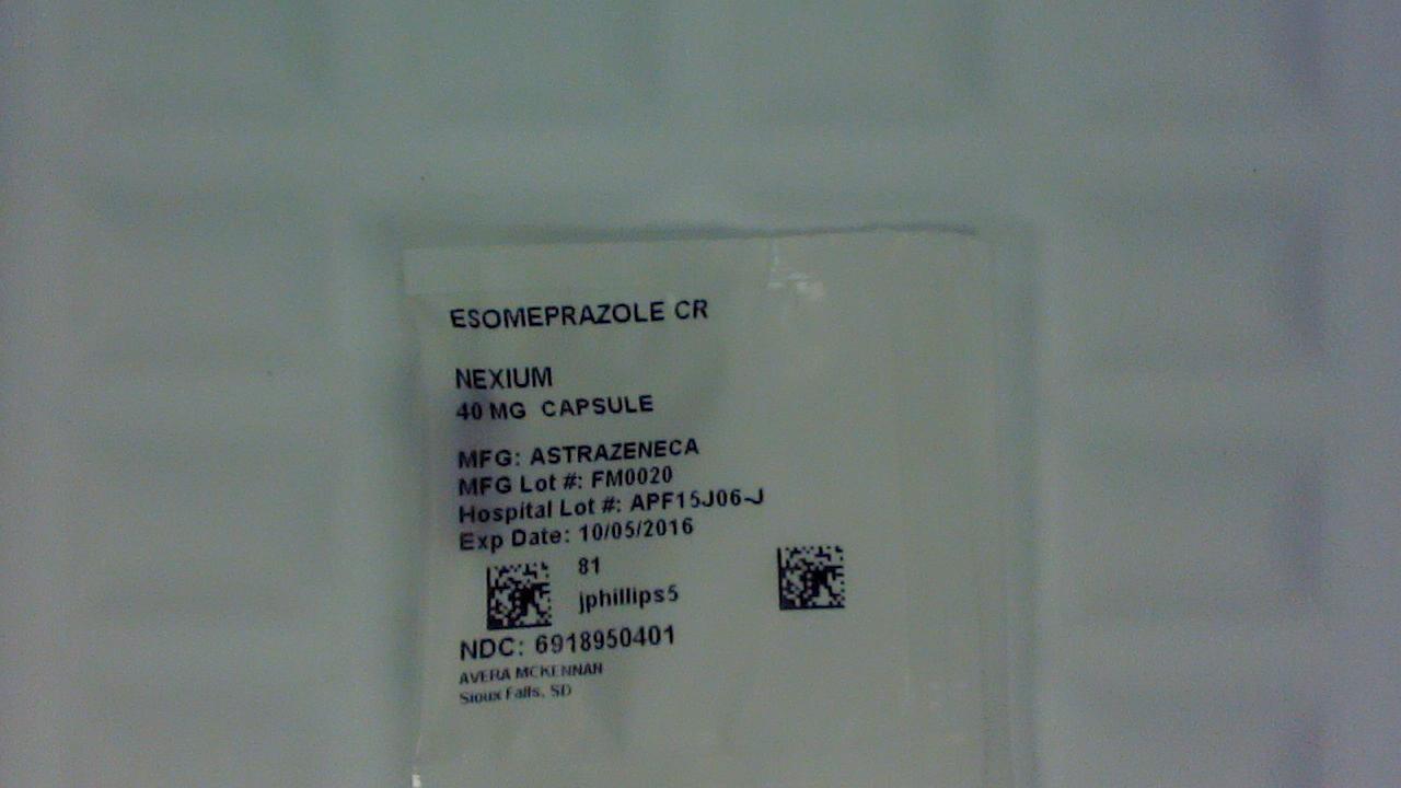 Esomeprazole 40 mg capsule label