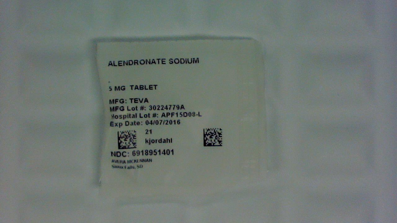 Alendronate Sodium 5 mg tablet label