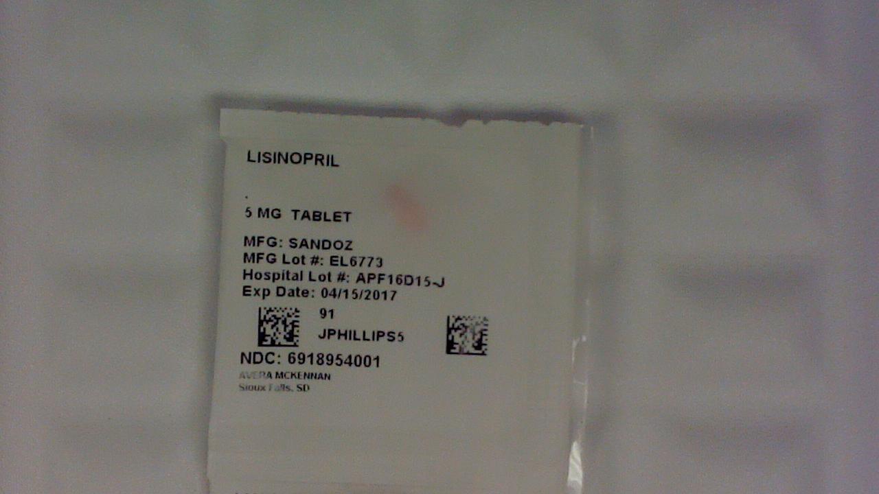 Lisinopril 5 mg tablet