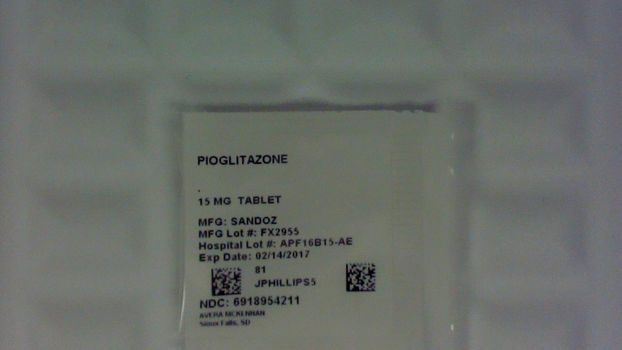 Pioglitazone 15 mg tablet