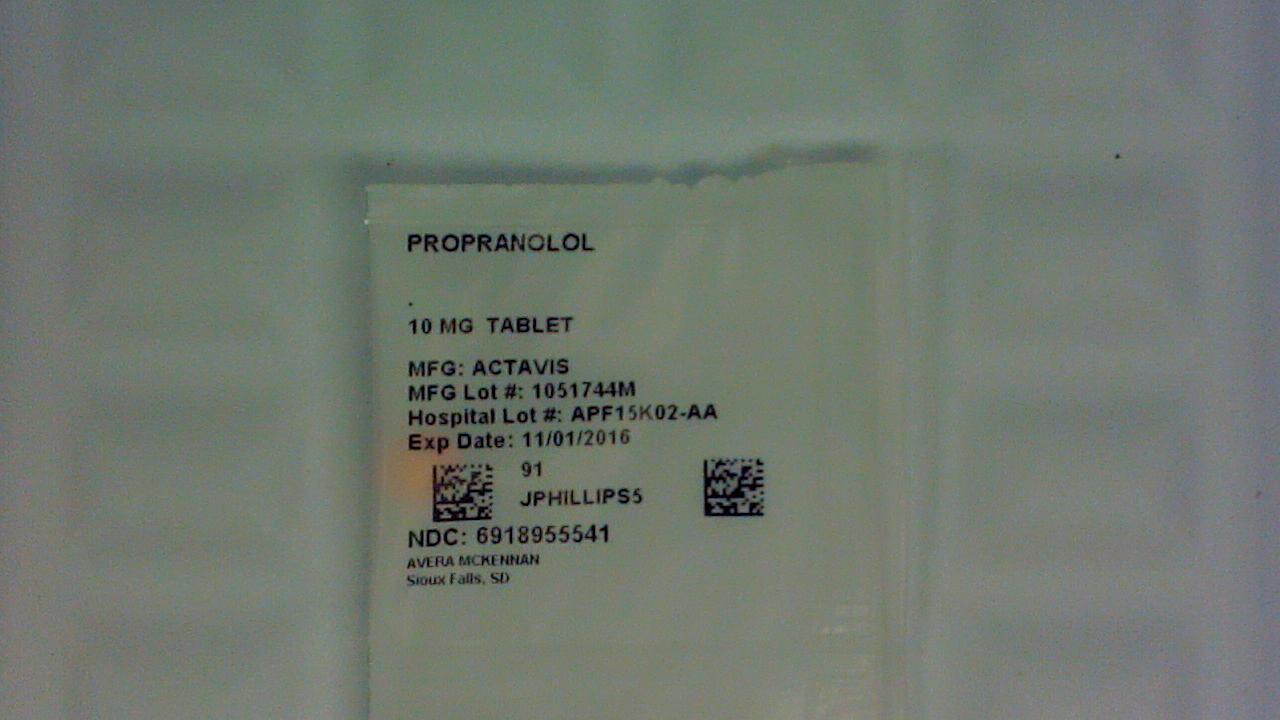 Propranolol 10 mg tablet label
