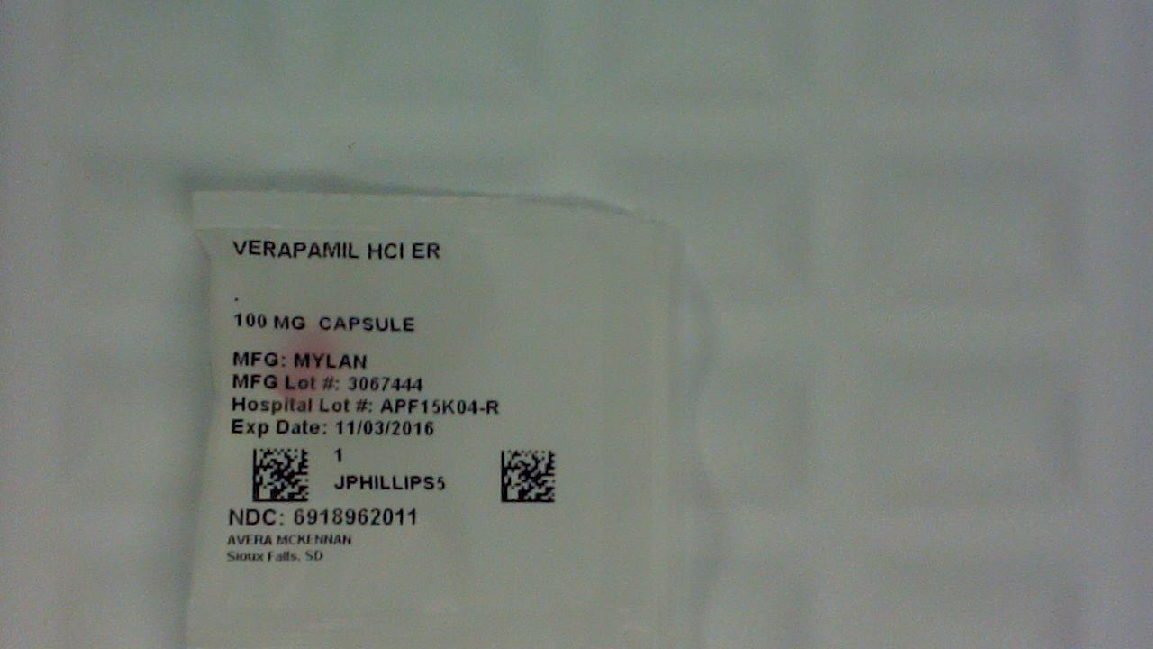 Verapamil CR 100 mg capsule label