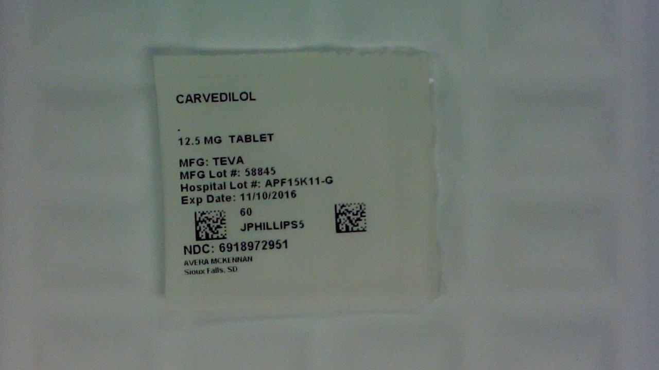 Carvedilol 12.5 mg tablet label