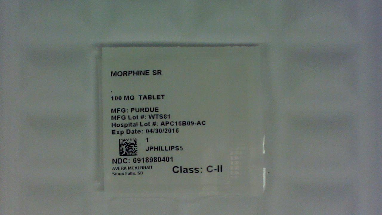Morphine SR 100 mg tablet