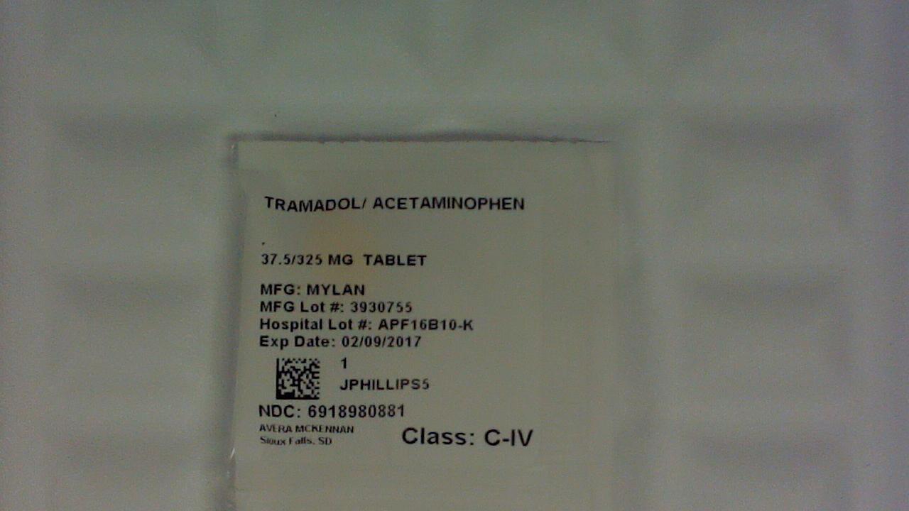 Tramadol/Acetaminophen 37.5/325 mg tablet