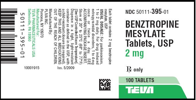 Benztropine 2mg 100s label