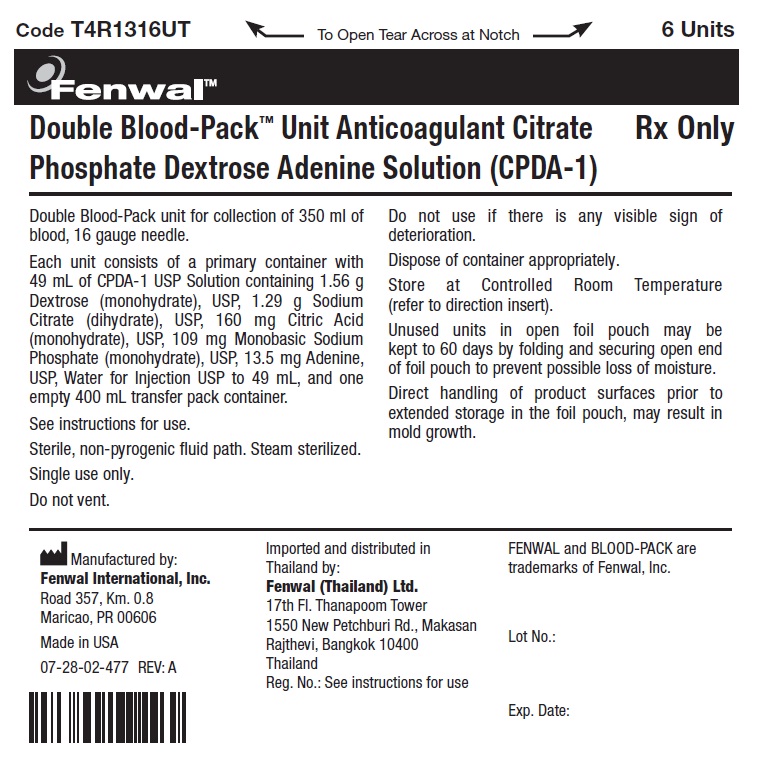Double Blood-Pack Unit Anticoagulant Citrate Phosphate Dextrose Adenine Solution (CPDA-1) label