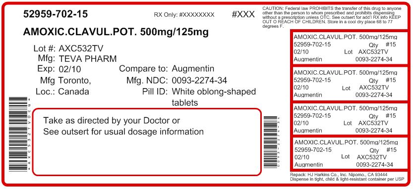 Amoxicillin and Clavulanate Potassium Tablets 500 mg/125 mg 20s Label