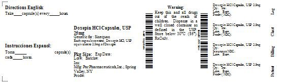 image of Doxepin HCl 25 mg package label