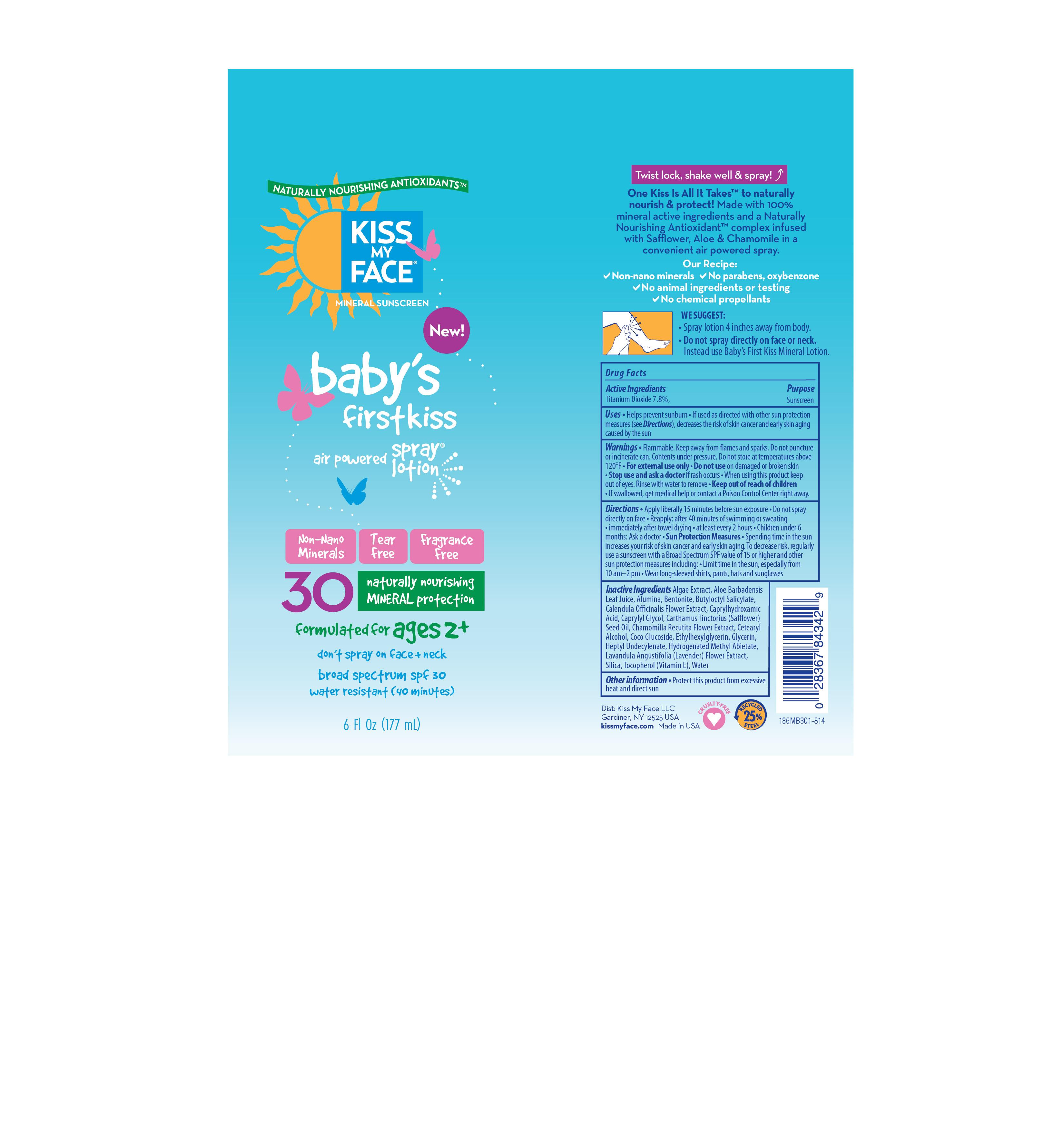 Kiss My Face Babys First Kiss Mineral Spf 30 Broad Spectrum | Sunscreen Spray, Suspension while Breastfeeding