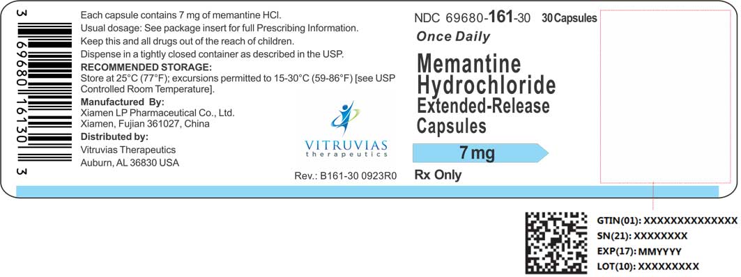 NDC 69680-161-30 30 capsules Rx Only Once-Daily Memantine HCl Extended-Release Capsules 7 mg
