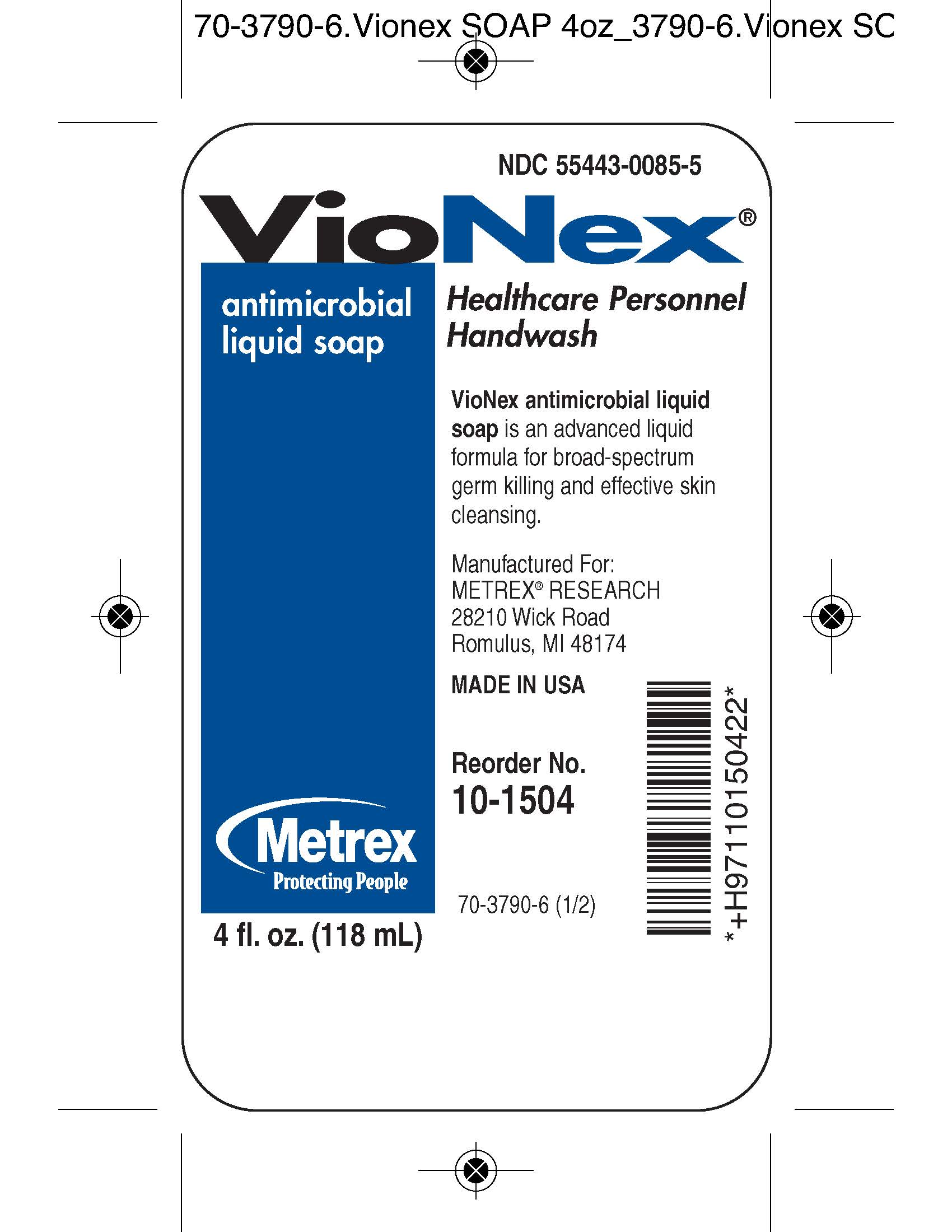 VioNex Liquid Soap 4oz Label