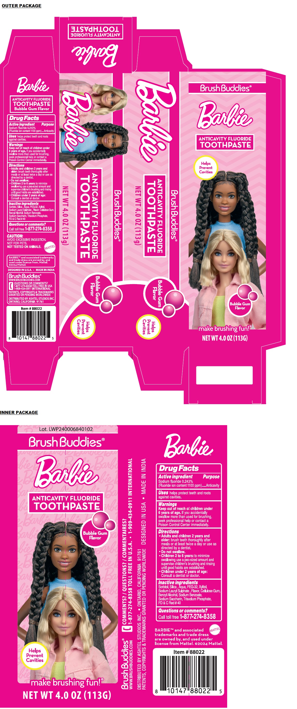 Barbie Anticavity Fluoride toothpaste