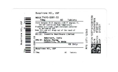 Buspirone Hydrochloride 60 In 1 Bottle | Aphena Pharma Solutions - Tennessee, Llc Breastfeeding