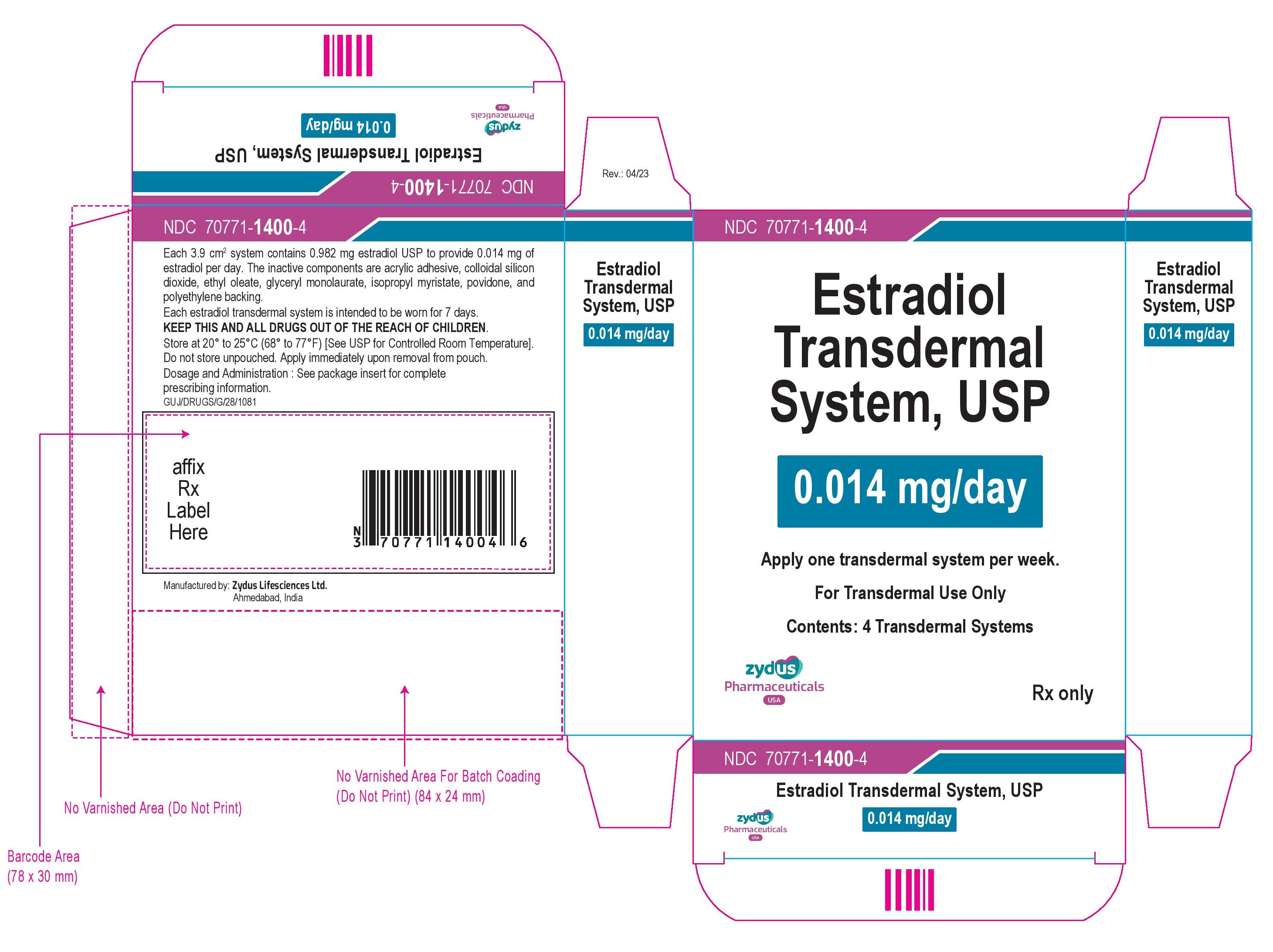 Estradiol Transdermal System USP 0.014 mg
