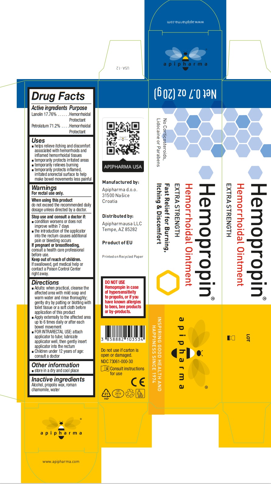 73061-000-20 - Hemopropin Extra Strength Hemorrhoidal Ointment