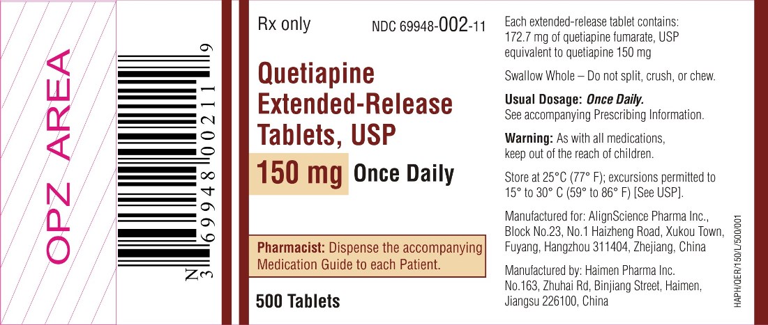 Quetiapine Fumarate 150 mg 500 Count Label