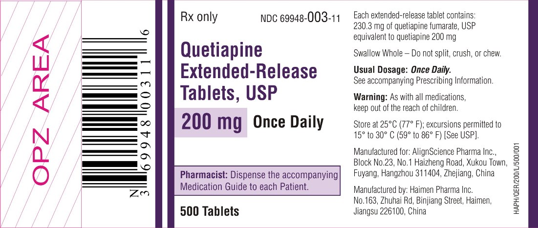 Quetiapine Fumarate 200 mg 500 Count Label