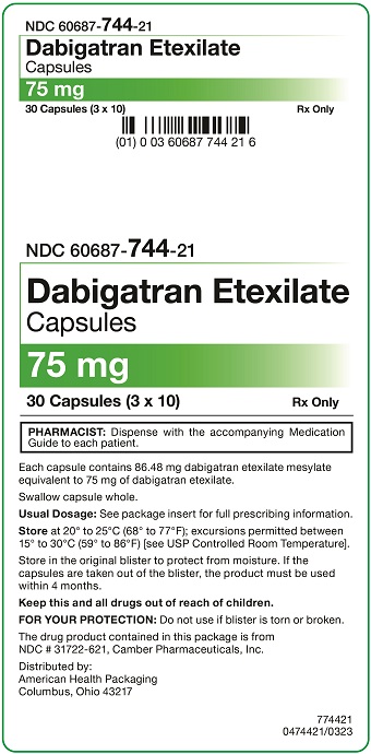 75 mg Dabigatran Etexilate Capsules Carton