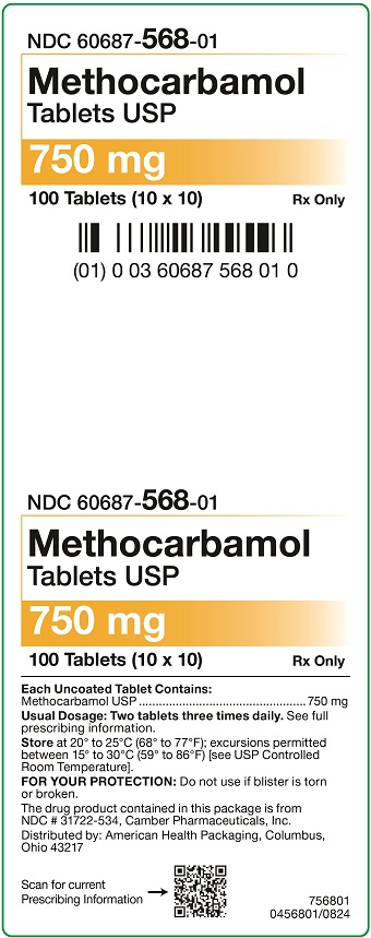 750mg Methocarbamol Tablets Carton