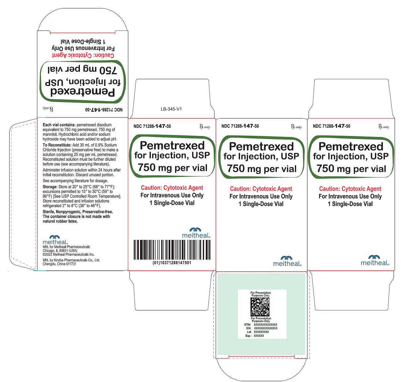 PRINCIPAL DISPLAY PANEL – Pemetrexed for Injection, USP 750 mg Carton