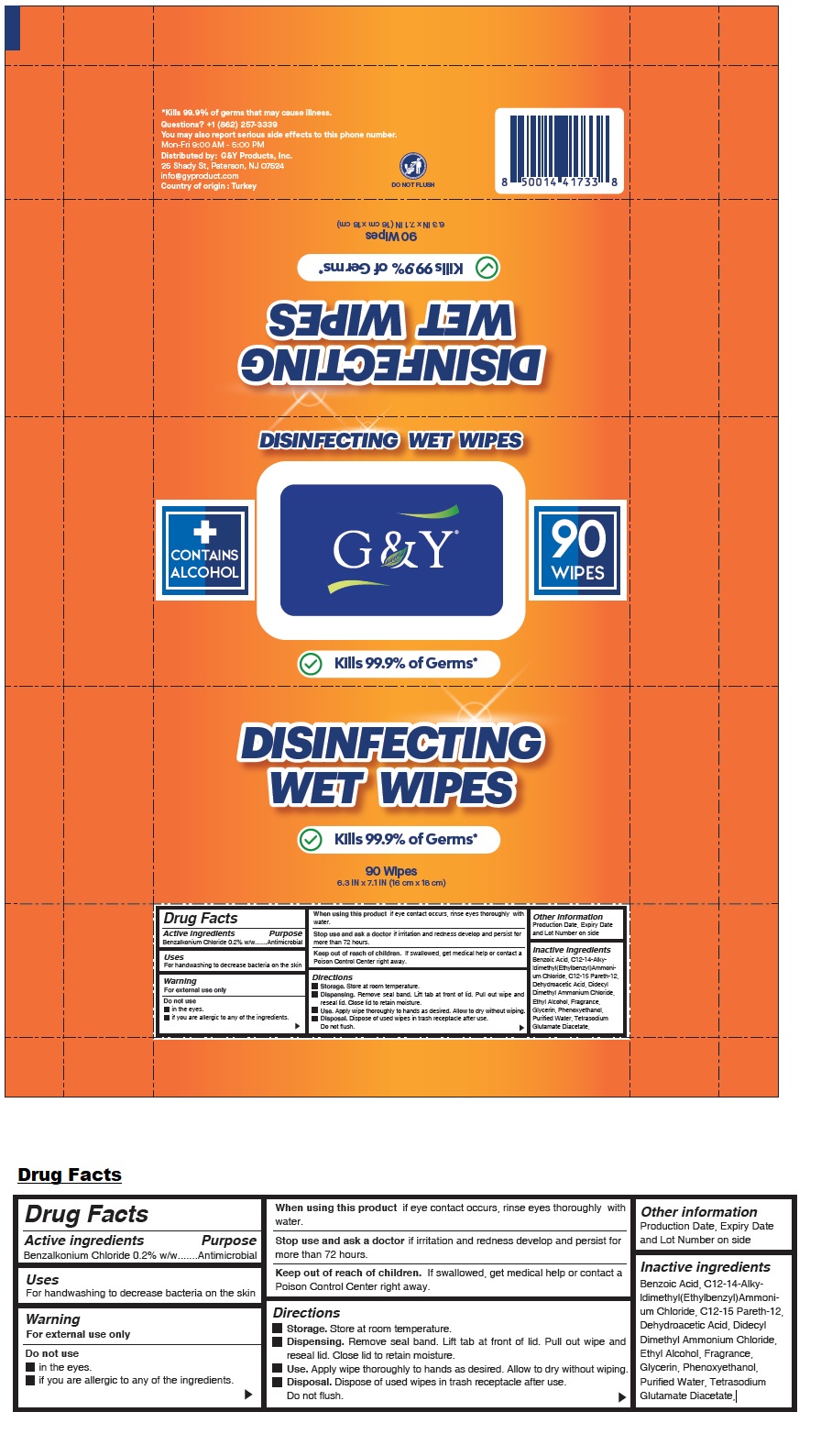 G&Y Disinfecting Wet Wipes