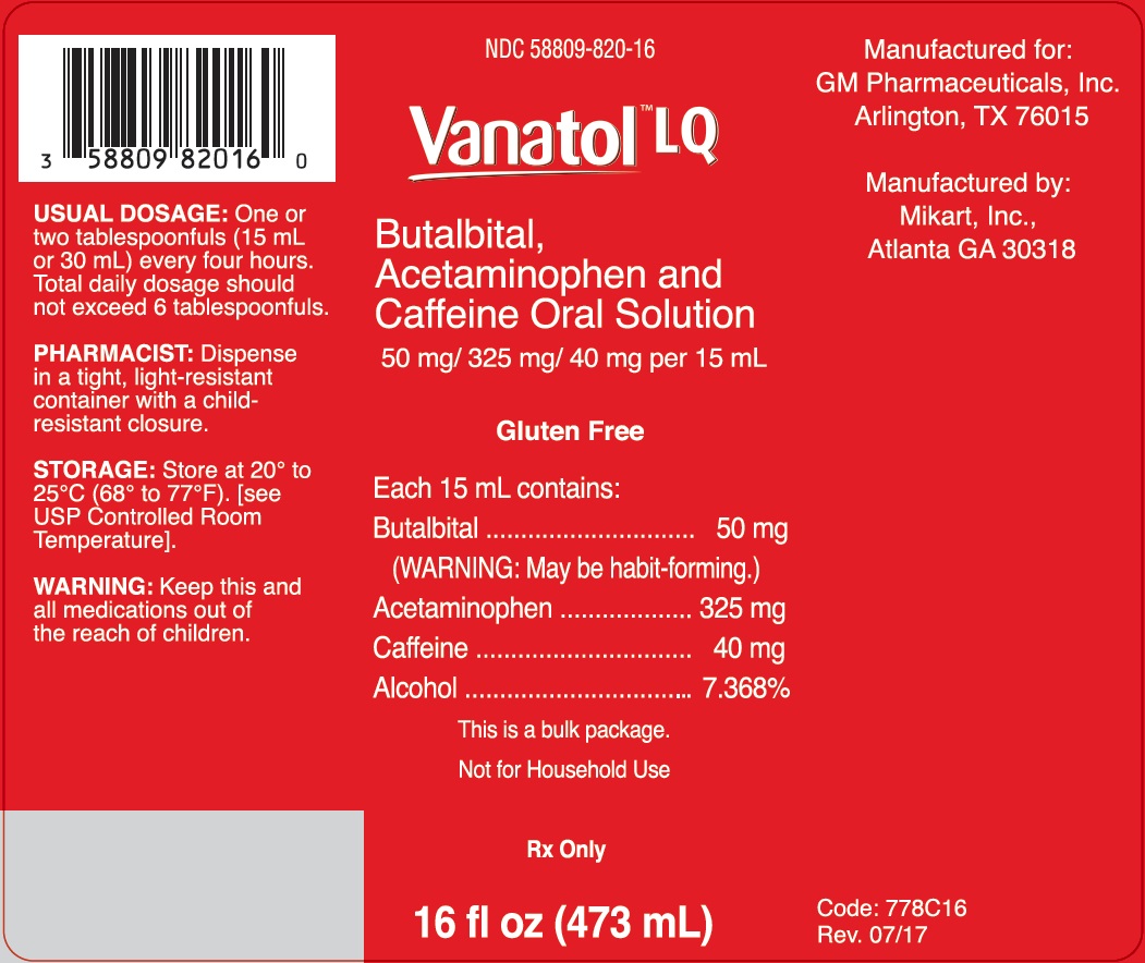 Vanatol Lq | Butalbital, Acetaminophen And Caffeine Syrup Breastfeeding