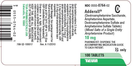 Adderall® 10 mg Tablets CII 100s Label
