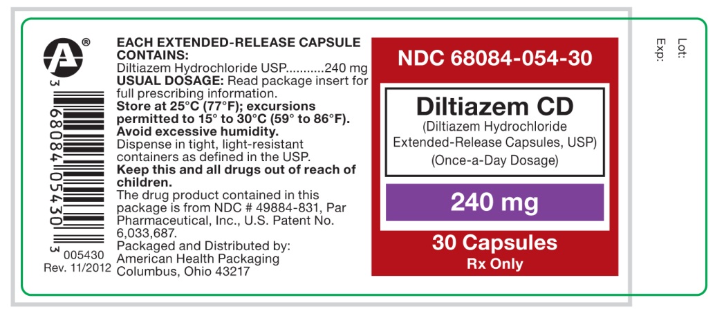 Diltiazem CD (Diltiazem Hydrochloride Extended-Release Capsules, USP) 240 mg label