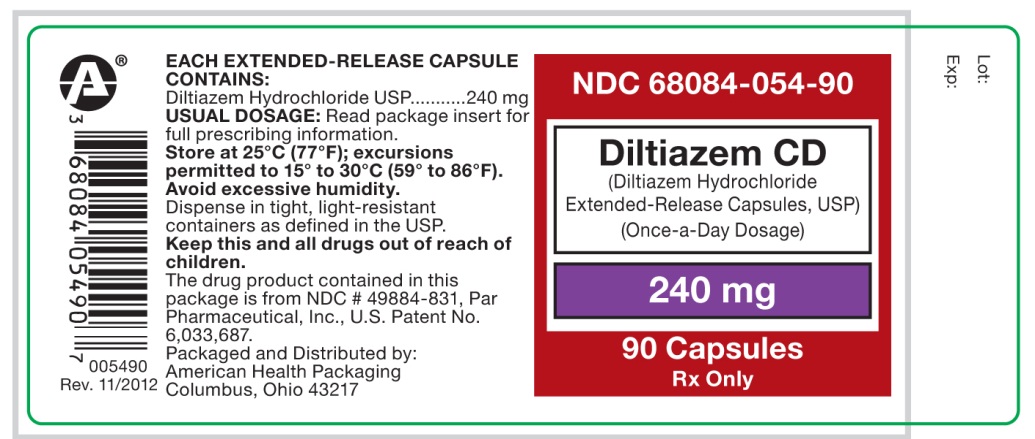 Diltiazem CD (Diltiazem Hydrochloride Extended-Release Capsules, USP) 240 mg, 90 count label