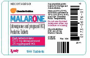 MALARONE Pediatric Tablets Label - 62.5mg atovaquone/25mg proguanil HCl