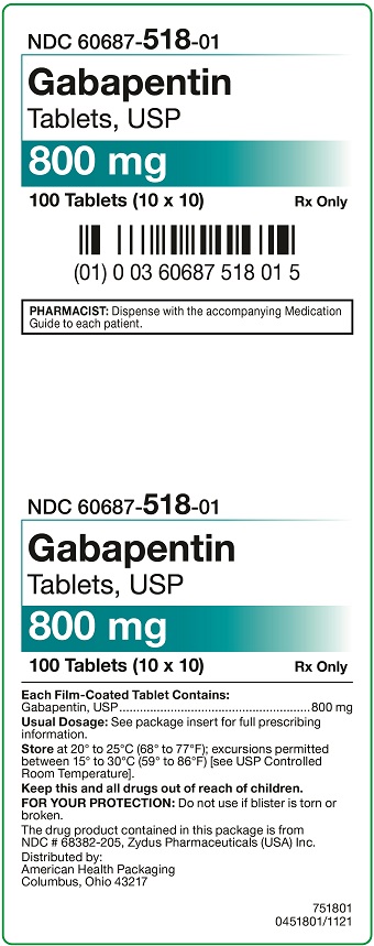 800 mg Gabapentin Tablets Carton