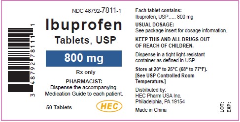 Ibuprofen 800 mg - 50 Tablets NDC: 48792-7811-1