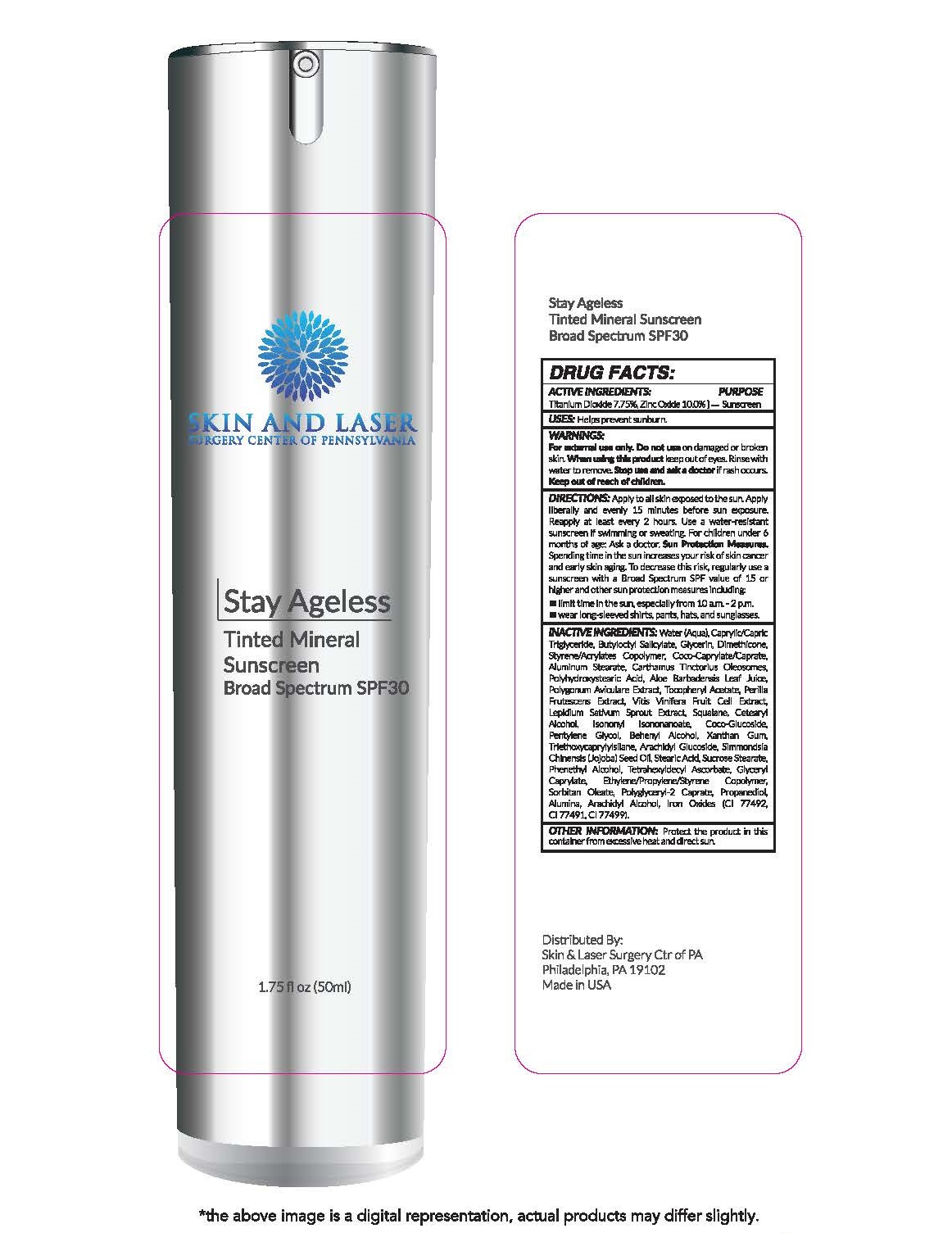 Skin and Laser ​Surgery of Pennsylvania Stay Ageless Tinted Mineral Sunscreen Broad Spectrum SPF 30 1.75 fl oz (50ml)