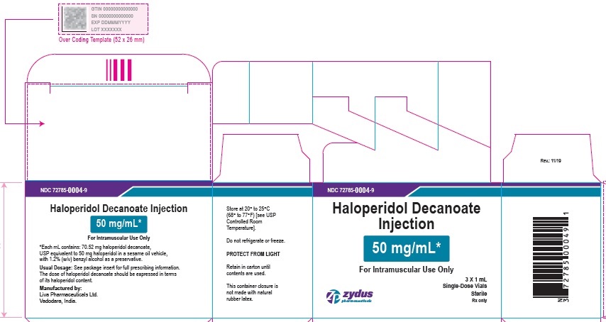 Haloperidol decanoate Injection, 50 mg per mL  Carton (3 Vials per carton)