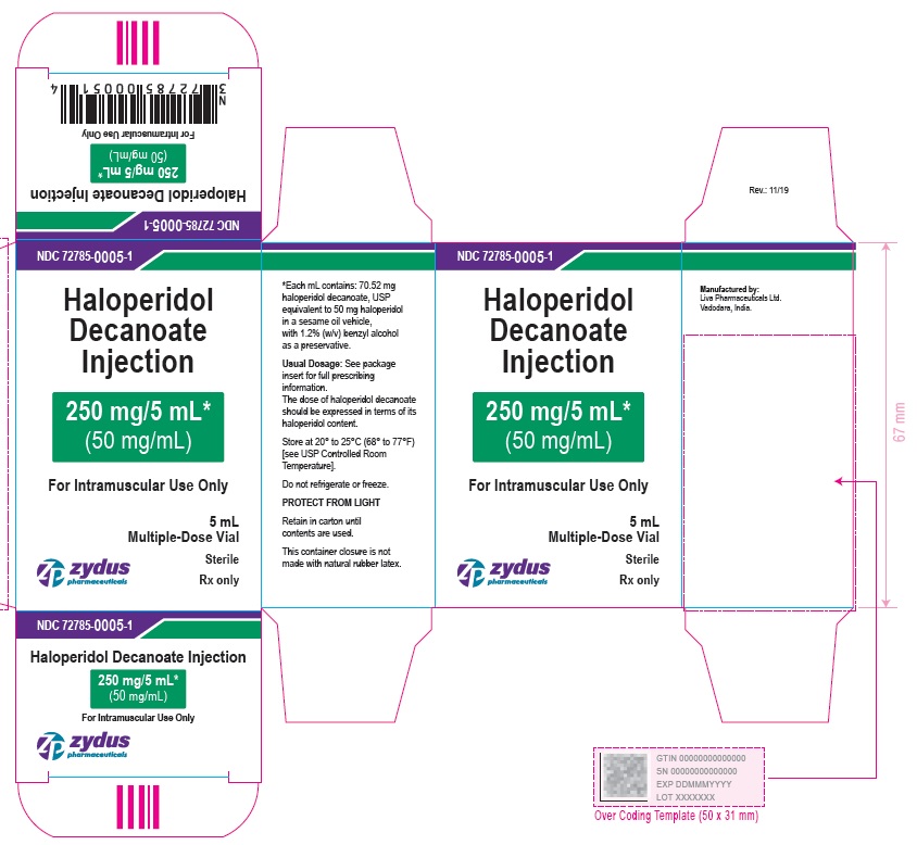 Haloperidol decanoate Injection, 250 mg per 5 mL Carton (1 Vial per carton)