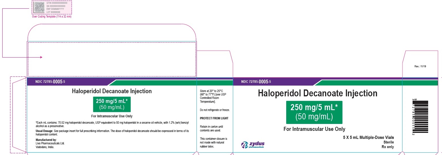 Haloperidol decanoate Injection, 250 mg per 5 mL Carton (5 Vials per carton)