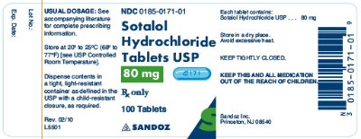 Sotalol 80mg x 100 Tablets - Label