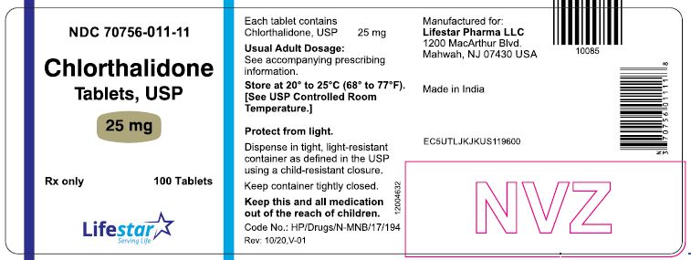 Chlorthalidone Tablets, USP 25 mg Bottle Label
