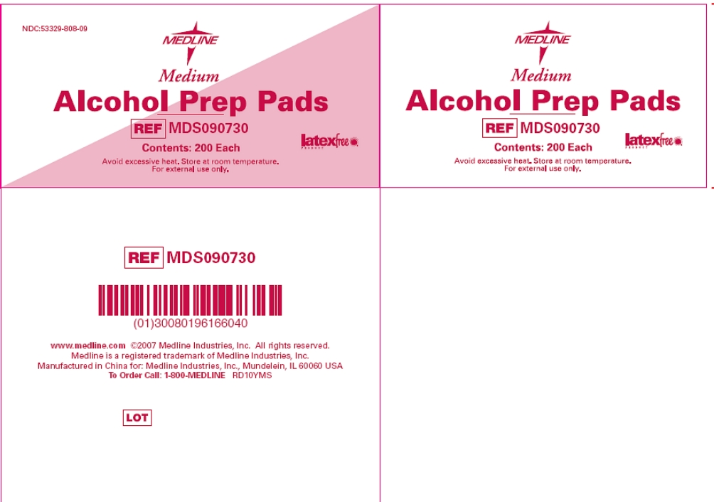 Medline Alcohol Prep Pads Medium, principal display panel, side, bottom