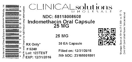 Indomethacin 25mg capsule 30 count blister card label