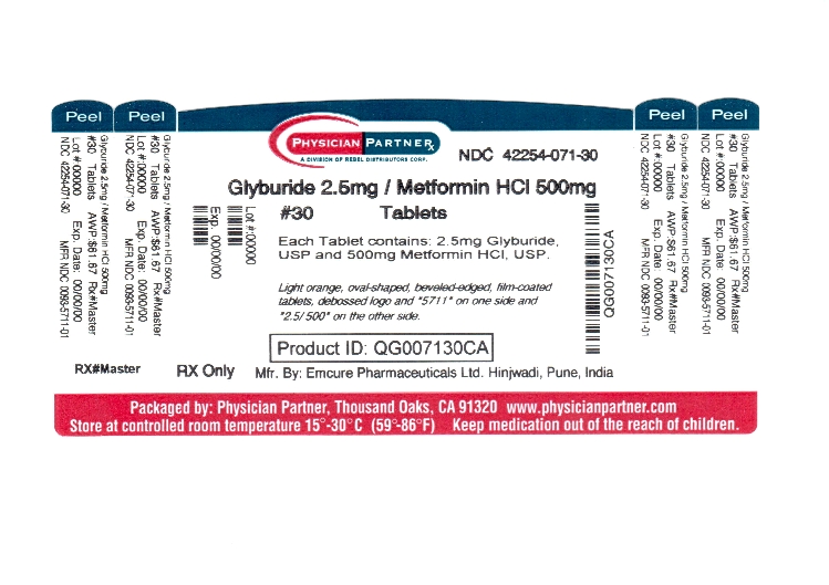 Glyburide 2.5mg/Metformin HCl 500mg