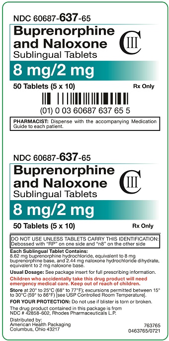 8mg/2mg Buprenorphine and Naloxone Sublingual Tablets Carton