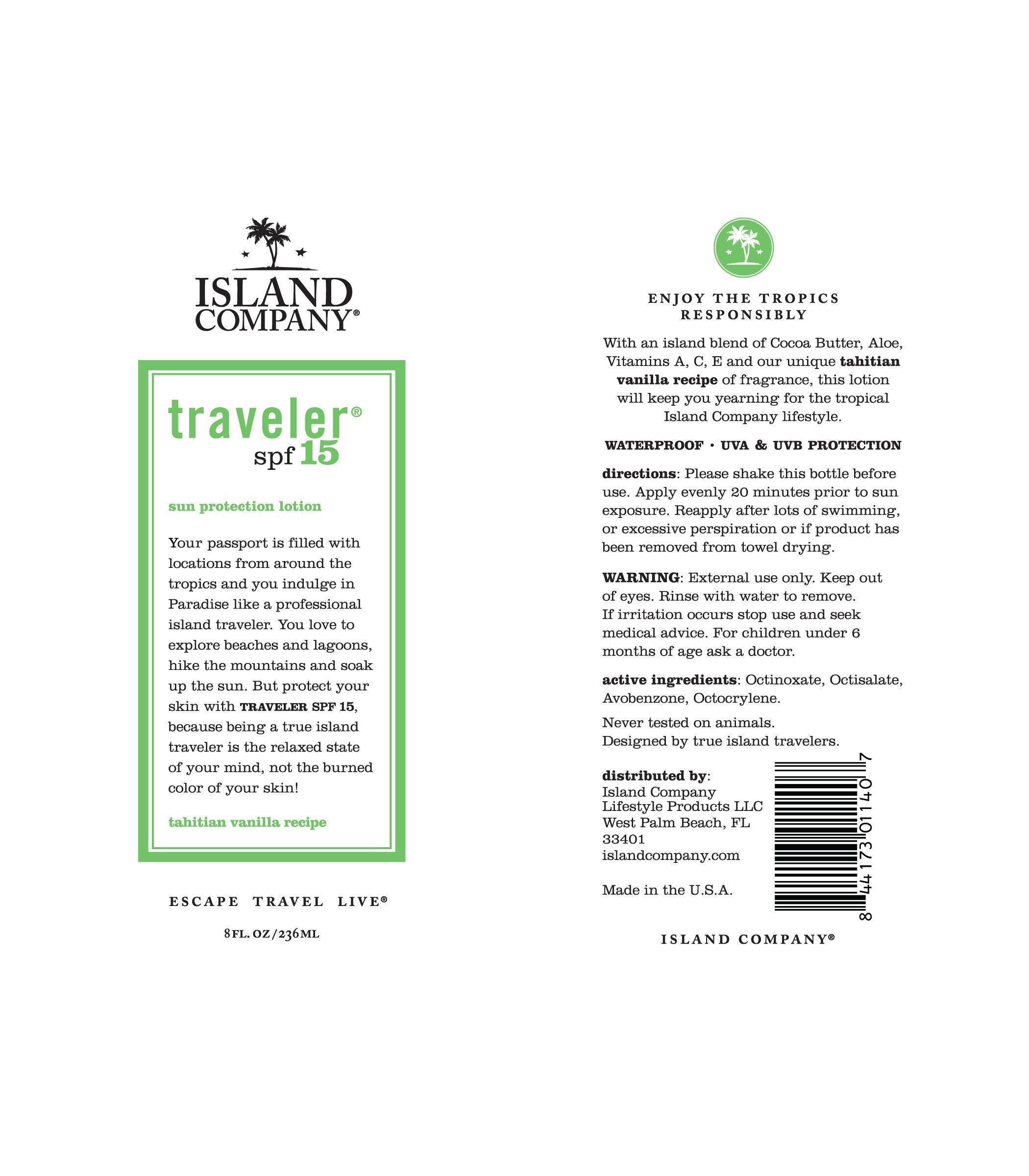 Traveler SPF15 8oz Label