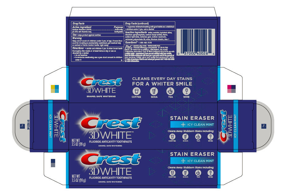 Crest 3d White Stain Eraser Icy Clean Mint | Sodium Fluoride Paste, Dentifrice Breastfeeding
