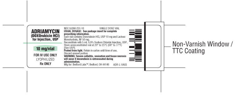 Label for Adriamycin (DOXOrubicin HCl) for Injection, USP 10mg/vial