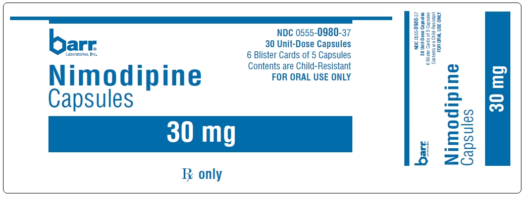 Nimodipine Capsules 30 mg 30s Unit Dose Carton Label