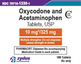 10 mg/325 mg 100 Count Bottle Label