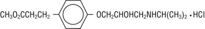 Image of the Esmolol Hydrochloride structure:  (±)-Methyl p- [2-hydroxy-3- (isopropylamino) propoxy] hydrocinnamate hydrochloride