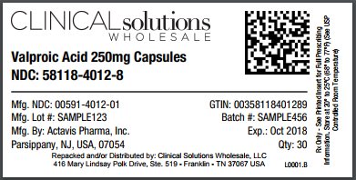 Valproic Acid 250mg capsule 30 count blister card
